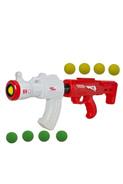 Erzi Oyuncak Top Atan Tüfek 50 cm 8 Adet Sünger Top Kırmızı