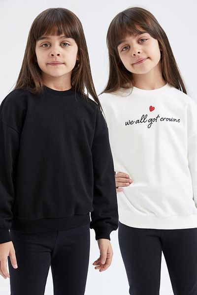 DeFacto Girl's Crew Neck 2-Piece Sweatshirt