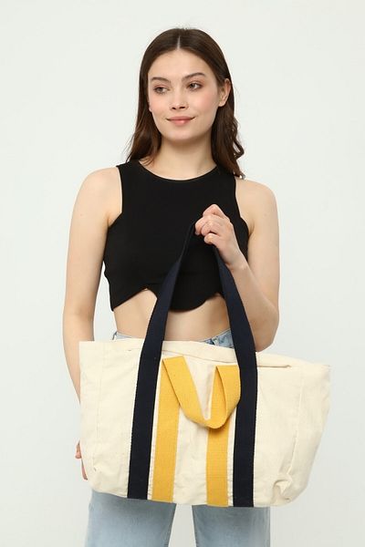 ICONE BAG حقيبة نسائية من آيكون، حقيبة يد وكتف نسائية كبيرة الحجم من القماش، حقيبة بسحاب