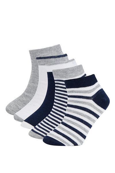 DeFacto 5-teilige gestreifte Baumwoll-Booties-Socken für Jungen N1919a621sp