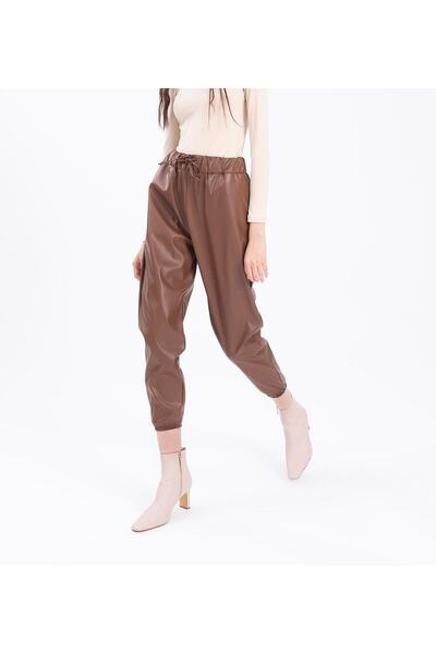 TheNeva Кава Кемер Детальні Штучна шкіра Джогінг штани