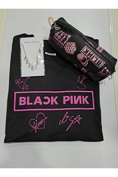 GC GÖKHAN CLUB Συνδυασμός κολιέ θήκης στυλό μπλουζάκι Blackpink Unisex