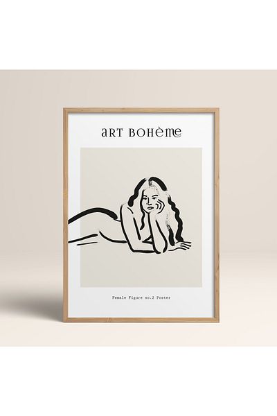HOMEPACK Рамкирана бохо бохемска линейна модерна абстрактна картина