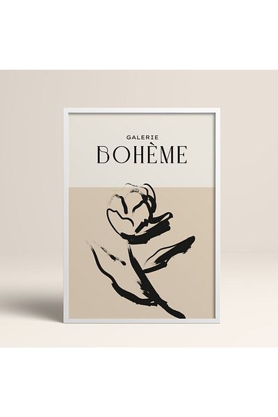 HOMEPACK Boho Bohemian Linear Linear Modern Abstract Art Πίνακας με κορνίζα