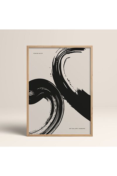 HOMEPACK Boho Bohemian Linear Linear Modern Abstract Art Πίνακας με κορνίζα