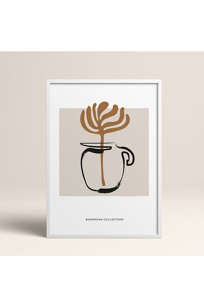 HOMEPACK Boho Bohemian Linear Linear Modern Abstract Art Πίνακας με κορνίζα