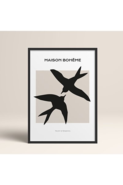 HOMEPACK Çerçeveli Boho Bohemian Linear Çizgisel Modern Soyut Art Tablo