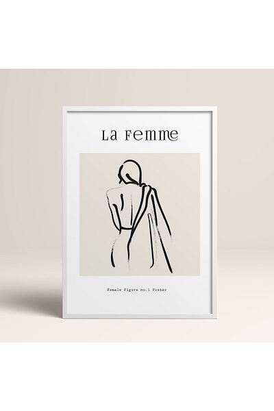 HOMEPACK Boho Bohemian Linear Linear Modern Abstract Art Πίνακας με κορνίζα