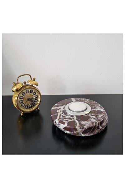 BMK MERMER Yuvarlak Mermer Mumluk, Mermer Şamdan, Mumluk (çap 12.5 Cm)