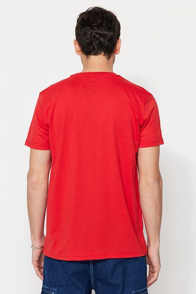 Trendyol Collection Red Crew nyakú, rövid ujjú póló - normál szabású TMNSS22TS0271