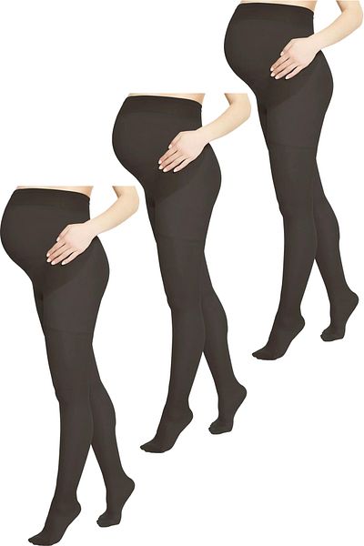 Bonny Silver Pregnant Pantyhose Black Silver Socks 3 Pack