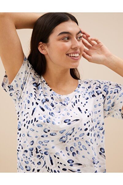 Marks & Spencer Kısa Kollu Desenli Gecelik