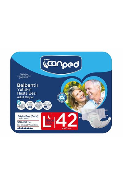 Canped Night Large Eco (large/night) Patient Diapers with Waistband 42 Pieces (3 Packs of 14)