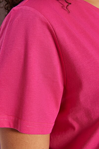 Trendyol Curve Fuchsia Off-Shoulder 100% Cotton Blouse - TBBSS22AF0052