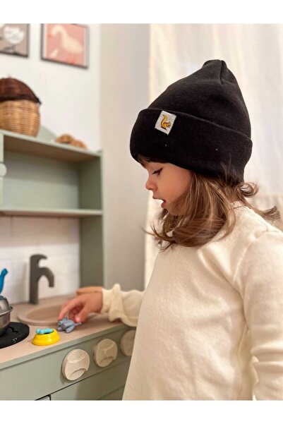 BEBEĞİME ÇORAP قبعة تريكو للأطفال للجنسين مع ملصق منسوج على شكل سنجاب