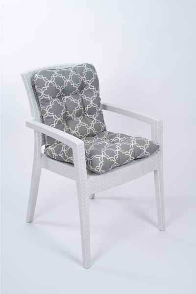 ALTINPAMUK Neva Pofidik Mosaic Gray Backrest Chair Cushion with Special Stitched Laces, 44X88 cm