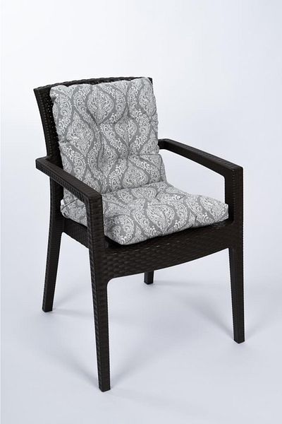 ALTINPAMUK Neva Pofidik Damaks Gray Backrest Chair Cushion with Special Stitched Laces, 44X88 cm