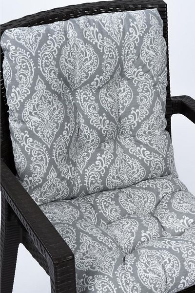 ALTINPAMUK Neva Pofidik Damaks Gray Backrest Chair Cushion with Special Stitched Laces, 44X88 cm