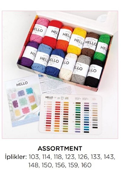 BALIM ÖRGÜ EVİ Hello Kutulu 12'li Iplik Seti - Assortment Punch-amigurumi- Tı...