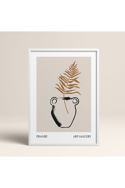 HOMEPACK Boho Bohemian Linear Linear Modern Abstract Art Πίνακας με κορνίζα