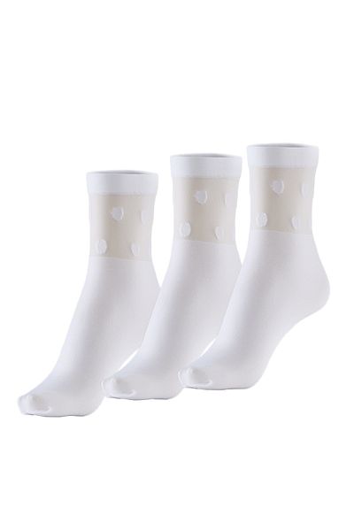 Bonny Silver Odor-Free Polka Socket Women's White Silver Socks Pack of 3