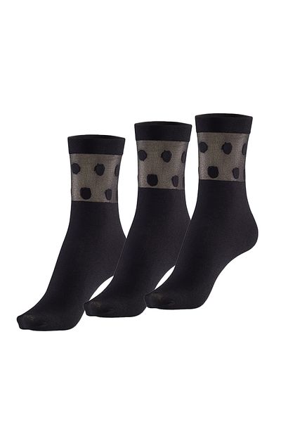 Bonny Silver Odor-Free Polka Socket Women's Black Silver Socks Pack of 3
