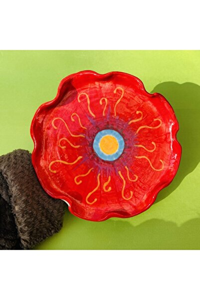 Lily & Loly Ceramics Loly Serisi “red Flower” - Kırmızı Desenli El Yapımı Ser...