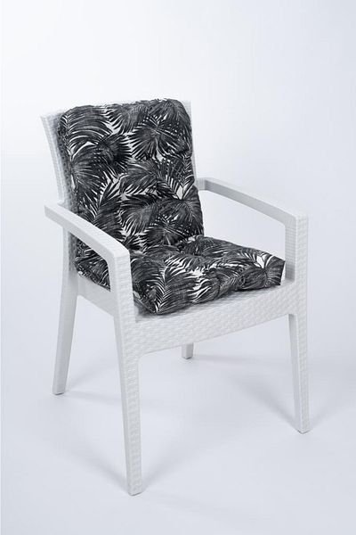 ALTINPAMUK Μαξιλάρι καρέκλας Neva Pofidik Palm Black με ειδικά ραμμένα κορδόνια, 44x88 cm
