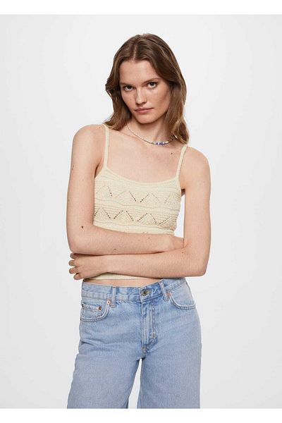 MANGO Woman Knitwear Cropped Blouse