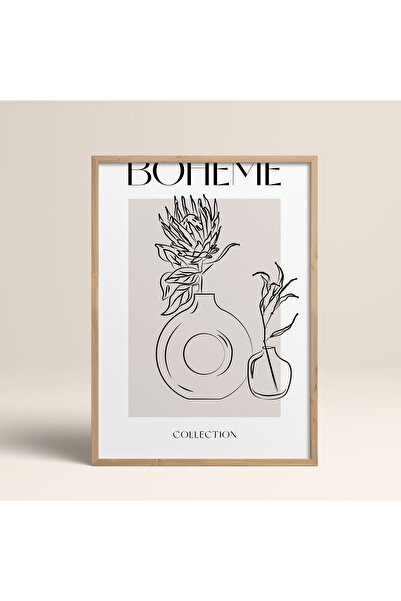 HOMEPACK Boho Bohemian Linear Linear Modern Abstract Art Πίνακας με κορνίζα