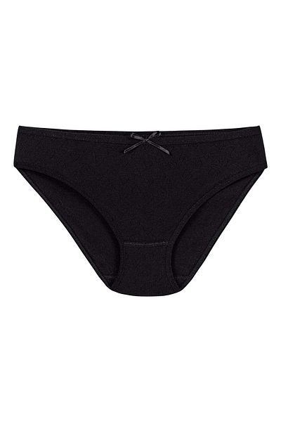 YILDIZ Chiloți de bikini din bumbac cu nervuri, 6 bucăți, negri