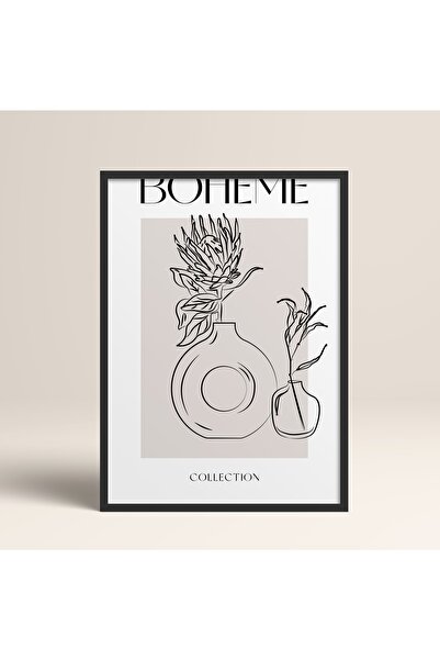 HOMEPACK Çerçeveli Boho Bohemian Linear Çizgisel Modern Soyut Art Tablo