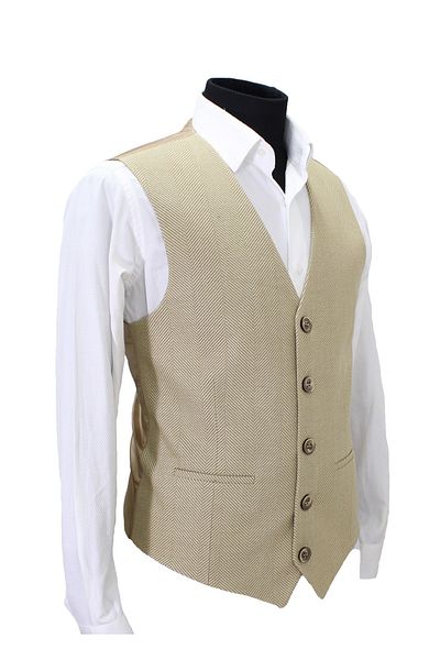 MENTOR REGALO Ανδρικό γιλέκο V-Neck Cream Χρώμα Houndstooth 50482