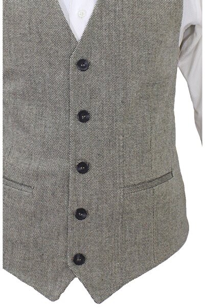 MENTOR REGALO Чоловічий жилет з V-подібним коміром, чорний, бежевий, вовняний 50478