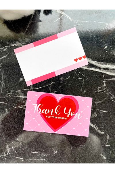 Hayal.kirtasiyesi 5X8 cm 30 Pieces Double Way Thank You Card - Thank You for Your Order Small Business Note Card