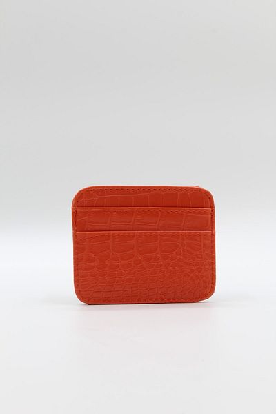NOTHING Women's Orange Crocodile Patterned Card Holder Mini