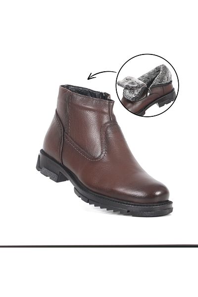 Geppetto Genuine Leather Fur Inner Lining Thermo Sole Brown
