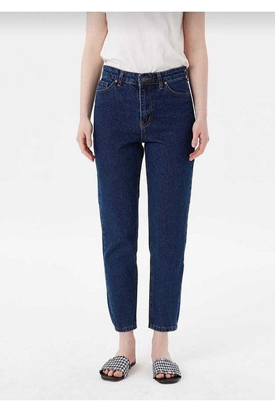geenz manifacture Ngbutika Σκούρο Μπλε Mom Jeans Lycra High Waist Mom Jeans Extra Flexible
