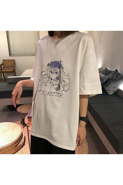 Touz Hakatumoda Girl Selector - Tricou alb unisex oversize