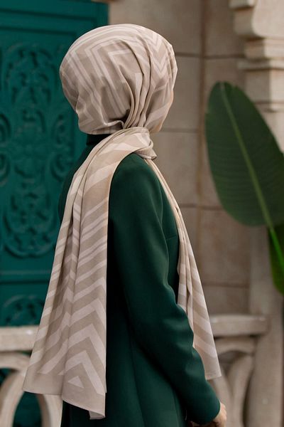 Vissona Γυναικεία Luxury Medina Silk Shawl Cream-6