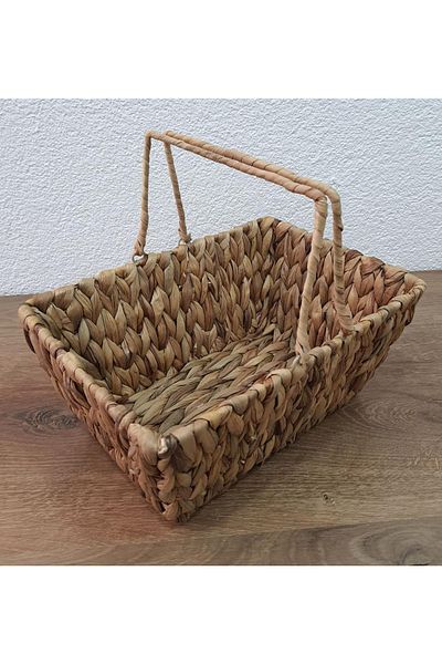 EVİMTATLIEVİM Wicker Basket with Handle and Metal Cage 30cm