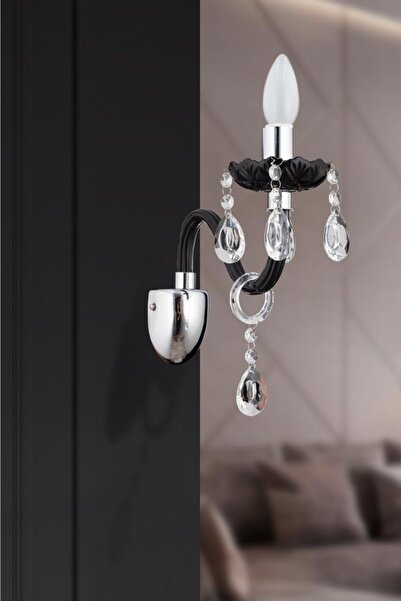 İstanbul Avize Almira Single Black Drop Stone Sconce