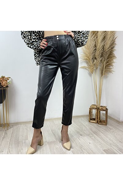 Hiera Siyah Deri Pantolon Içi Şardonlu