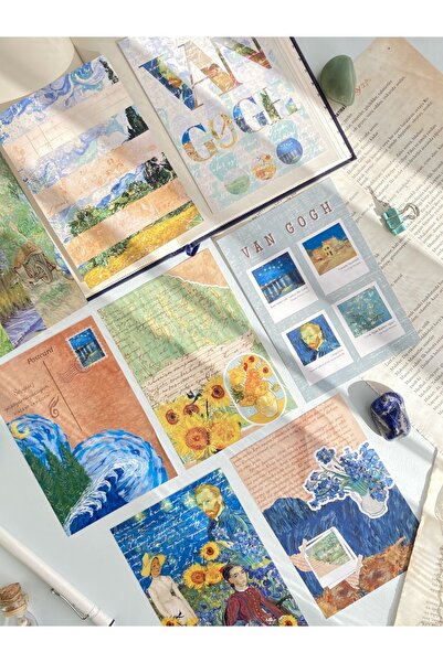 Hume Craft Van Gogh Temalı Scrapbook Kâğıt Seti Ajanda Planlayıcı Bullet Jour...