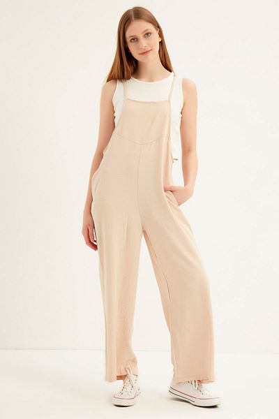 MEECY Γυναικεία φόρμα με κρεμ λουράκι Loose Cut Tank Top