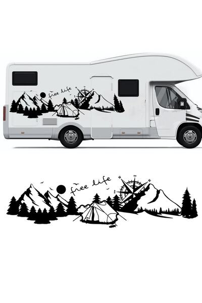 Melek Pazarı ملصق قافلة بمناظر طبيعية للغابات مقاس 40 × 11 سم، ملصق للتخييم