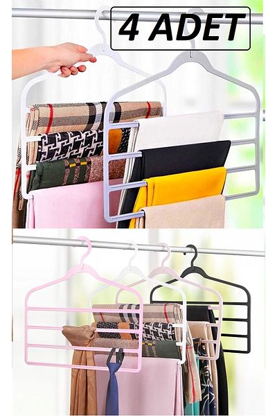 Bayev 4 Pieces Multi-Layer Plastic Trouser-Scarf Hanger