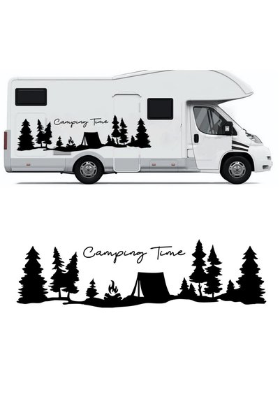 Melek Pazarı 60 X 17 Cm Kamp Zamanı, Camping Time Orman Manzara Karavan Stick...
