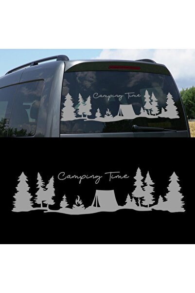 Melek Pazarı 60 × 17 سم وقت التخييم، ملصق قافلة المناظر الطبيعية للغابات، ملص...