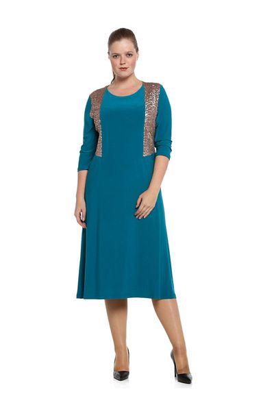 Nidya Moda Women's Turquoise Trophies Sequin Sequin Evening Dress 4060T